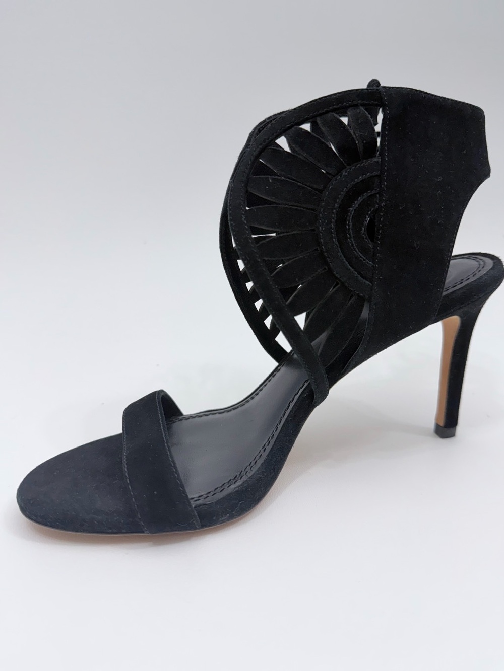 Tory Burch Leyla Laser-Cut Black Suede Sandals Lace Up Sides Leather Sz 6